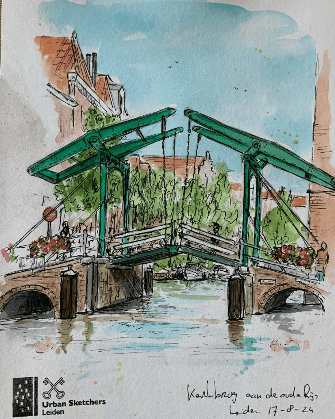 Watercolor painting of a bridge